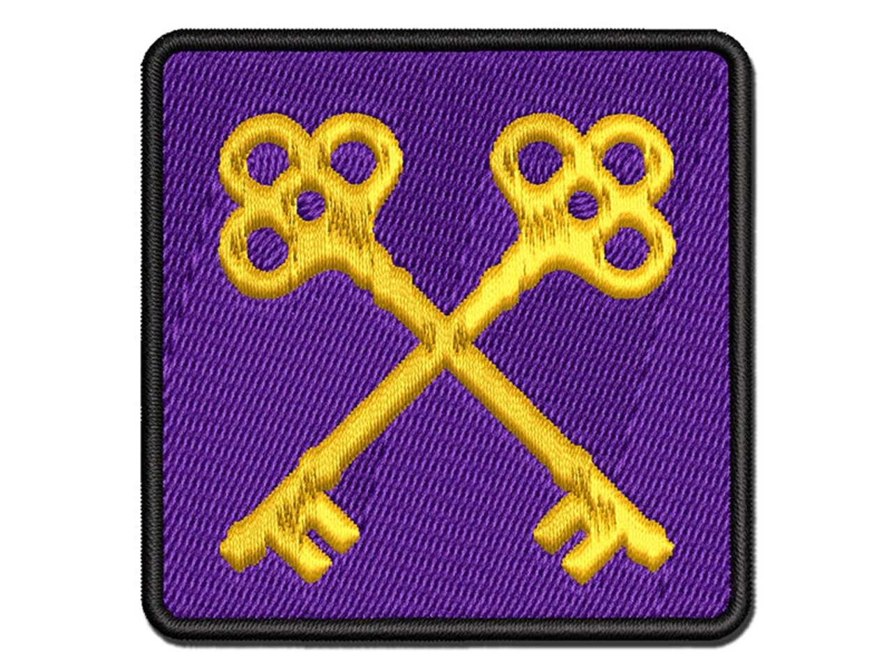 Two Crossed Keys Multi-Color Embroidered Iron-On or Hook & Loop Patch Applique